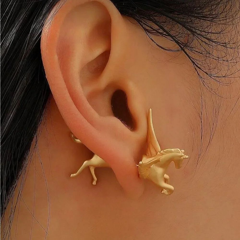 Gold Unicorn Earrings A1647